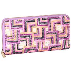 Long Geo Pattern Wallet | Purple  8" x 4" x 1"